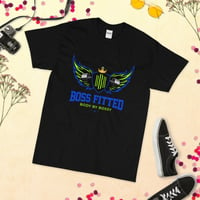 Image 1 of BOSSFITTED Short Sleeve T-Shirt (Neon Green and Blue Logo)