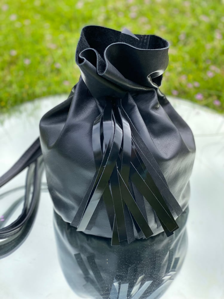 Image of Gloss Black + Buttery Black Sadie with Tassels