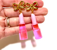 Image 5 of  Bubblegum Pink Lipstick Statement earrings