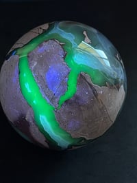 Image 10 of Large Volcano Agate Sphere UV #2112