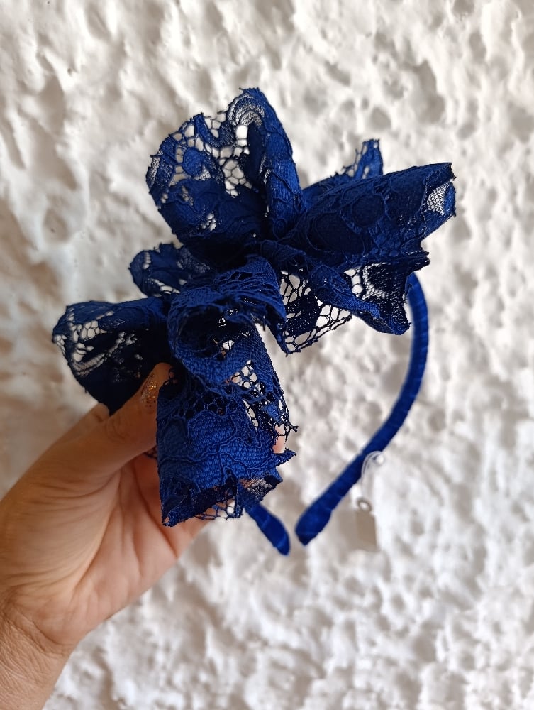 Image of Cerchietto rouches pizzo blu cina 