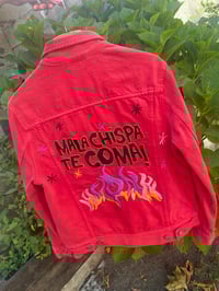 Image 6 of Cazadora bordada a man. MALA CHISPA TE COMA! Talla S. Deseño exclusivo!