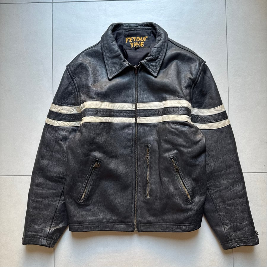 Image of 1990s Heavyweight Leather Cropped Jacket, Size Medium