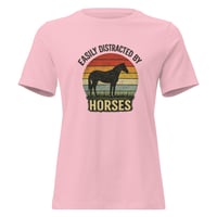 Image 3 of Women's Relaxed T-Shirt, Easily Distracted By Horses Tee