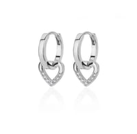 Image 1 of Heart Detail Huggie Hoop Earrings