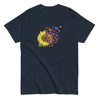 Image 4 of Unisex classic tee, Petals and Painted Wings Sunflower & Butterfly Tee