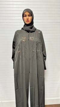 Image 1 of Cross button up abaya Sage Green 