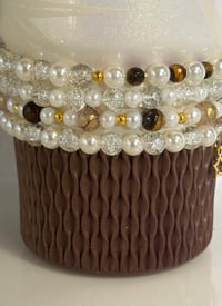 Image 3 of Starlight Shimmer  Cream and Gold  Tumbler Bracelet Stack