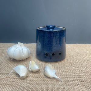 Image of Garlic Jar - Dark Blue