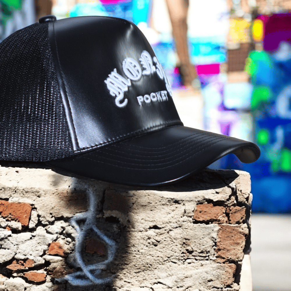 THE LEATHER MP TRUCKER HAT // BLACK