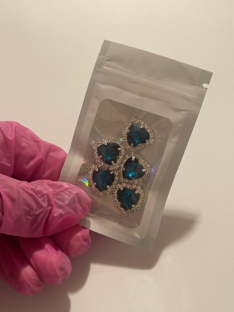 Image of TEAL BLING HEARTS