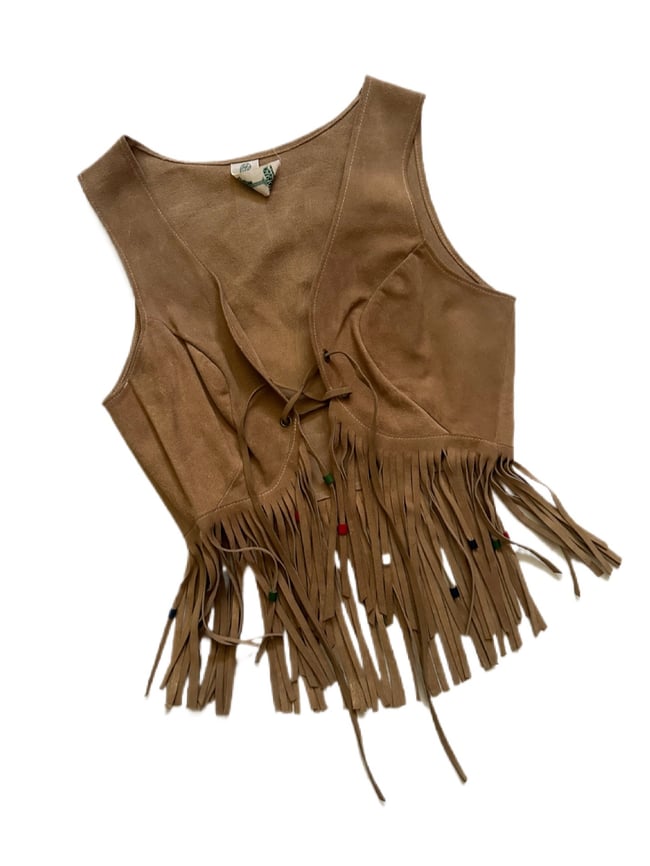 late 1960s  suede fringe lace up vest 