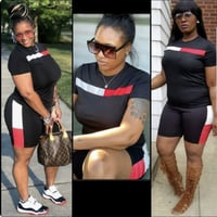 Image 1 of 2piece Black white red SHORT set 