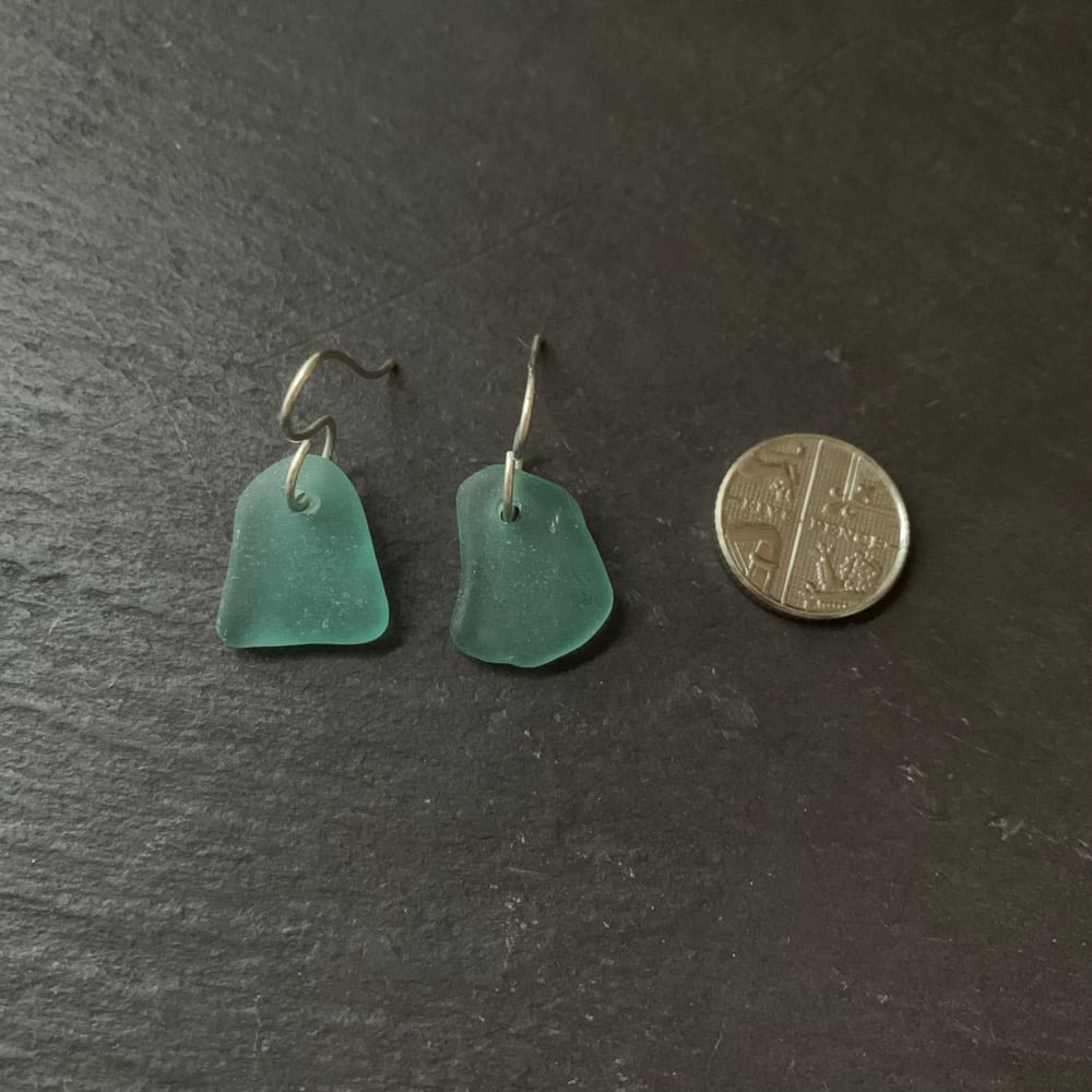 Image of  Turquoise sea glass earrings