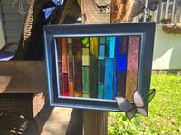 Image 4 of Stained glass rainbow panel with 3 D butterfly