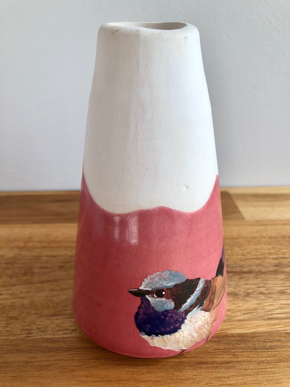 Pink Superb Fairywren Vase