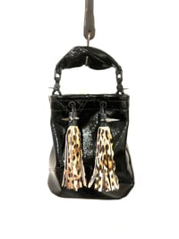 Image 2 of Creatures of the Night Black Patent Patchwork Carryall Bucket