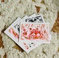 Image 1 of cat ghosts linocut block prints 