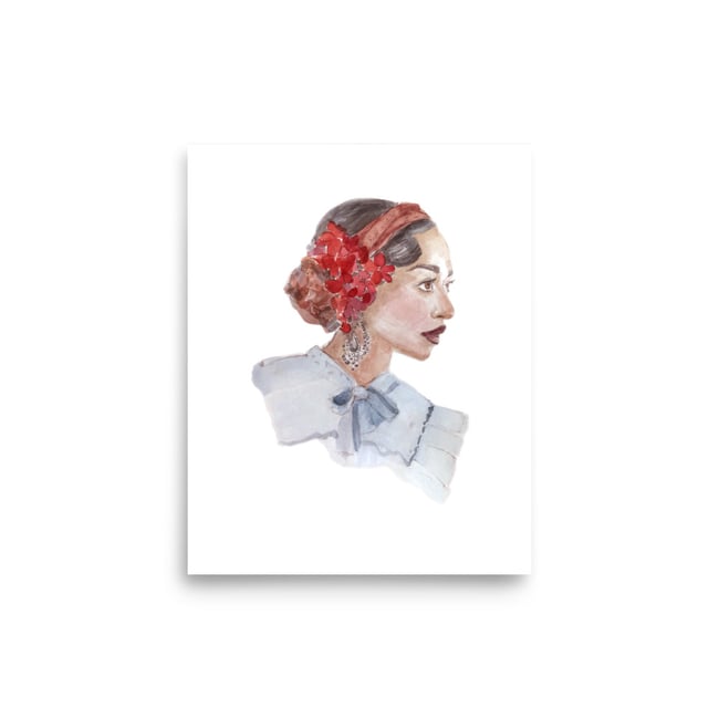 Portrait of a Lady (Red Flowers) Art Print