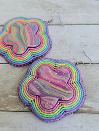 Image 2 of Neon Rainbow Floral earrings 