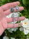 Image of Lady Fern Mismatch Giraffe Turquoise Eye-Clear Moonstone Peridot Dangle Earrings