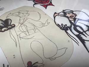 Image of Original 1950’s “Painless Nell” Bowen “US Navy Sailor” Acetate Stencil & “PN” etching