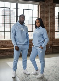 Image 1 of YB Carolina Blue Signature Logo Heavy Blend Jogger Suit