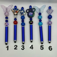 Image 1 of Blue Beaded Dual Touchscreen/Ball Point Pens