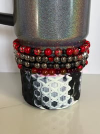 Image 3 of  Midnight Ruby and Black Tumbler Bracelet Stack