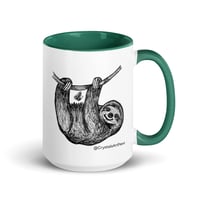 Image 16 of Hanging Around Sloth Ceramic Coffee Mug Line Art by CrystalsArtPaws