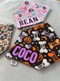Image 4 of Halloween Personalised Dog Bandanas, Spooky Daisies, Trick or Treat, Skulls and Hearts