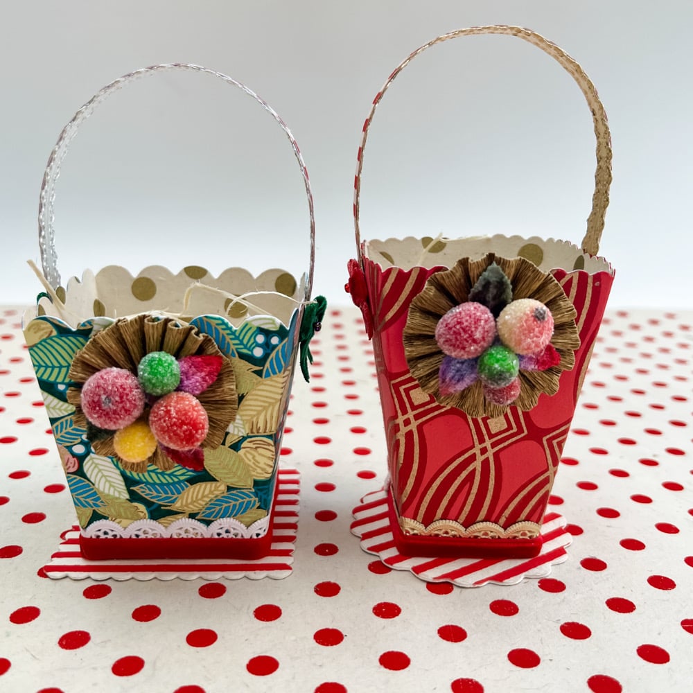 Image of Sugared Fruits and Leaves Paper Basket 