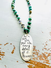 Image 4 of turquoise necklace with Kerouac quote pendant