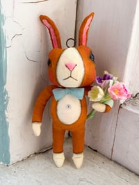 Image 2 of Large Caramel Dutch Rabbit with Vintage Florals
