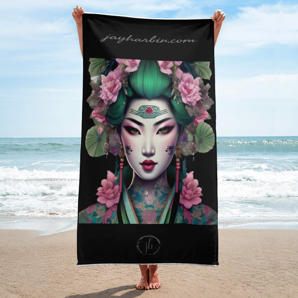 Towel Pink and Green Geisha