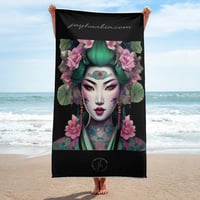 Image 1 of Towel Pink and Green Geisha