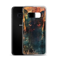 Image 12 of Dark Goth Black Cat With Orange Clear Case for Samsung®