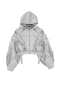 Image 1 of White Radial-Flux Cargo Hoodie