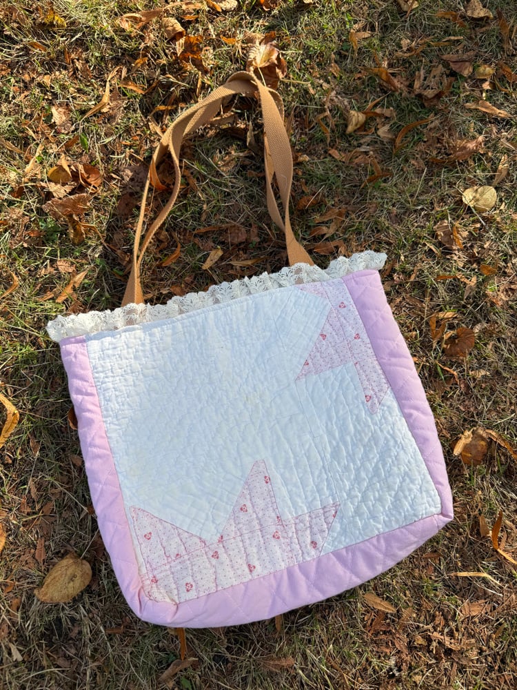 Image of Quilt Tote Bag — Baby Pink Sawtooth