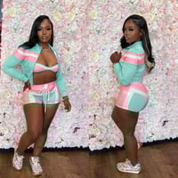 Image 1 of green, pink & white 3pc