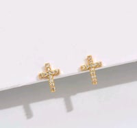 1pc Cubic Zirconia Cross Earrings 