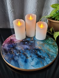 Image 2 of 14" Lazy Susan Turntable Epoxy Resin Art 'The Fool'