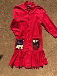 Image 3 of Red Cat pocket appliqué dress 