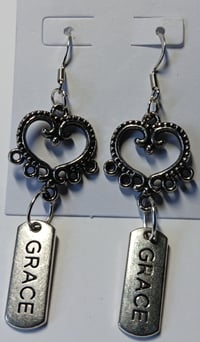 Silver Heart & Grace Earrings 