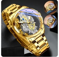 Mens gold luxurious automatic quartz watch 