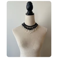 Image 2 of The Empress Necklace - Clear Quartz Crystals and Black Leather 