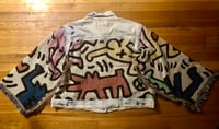 Image 3 of Upcycled “Haring” tapestry blanket Levi’s denim jacket