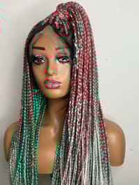 Image 3 of 36" Full Lace Braided Wigs Synthetic Hair Box Braids Lace Front Wigs Knotless Braided Wigs 