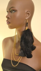 Image of Gold Earlace with Black Feathers
