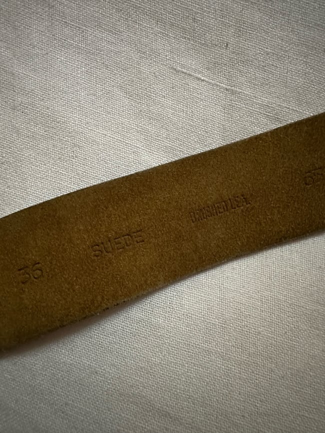 early 1970s golden suede "O" ring belt